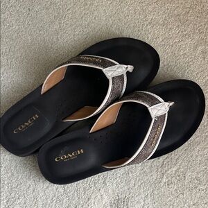 Coach Women's Brown and Cream Sandals